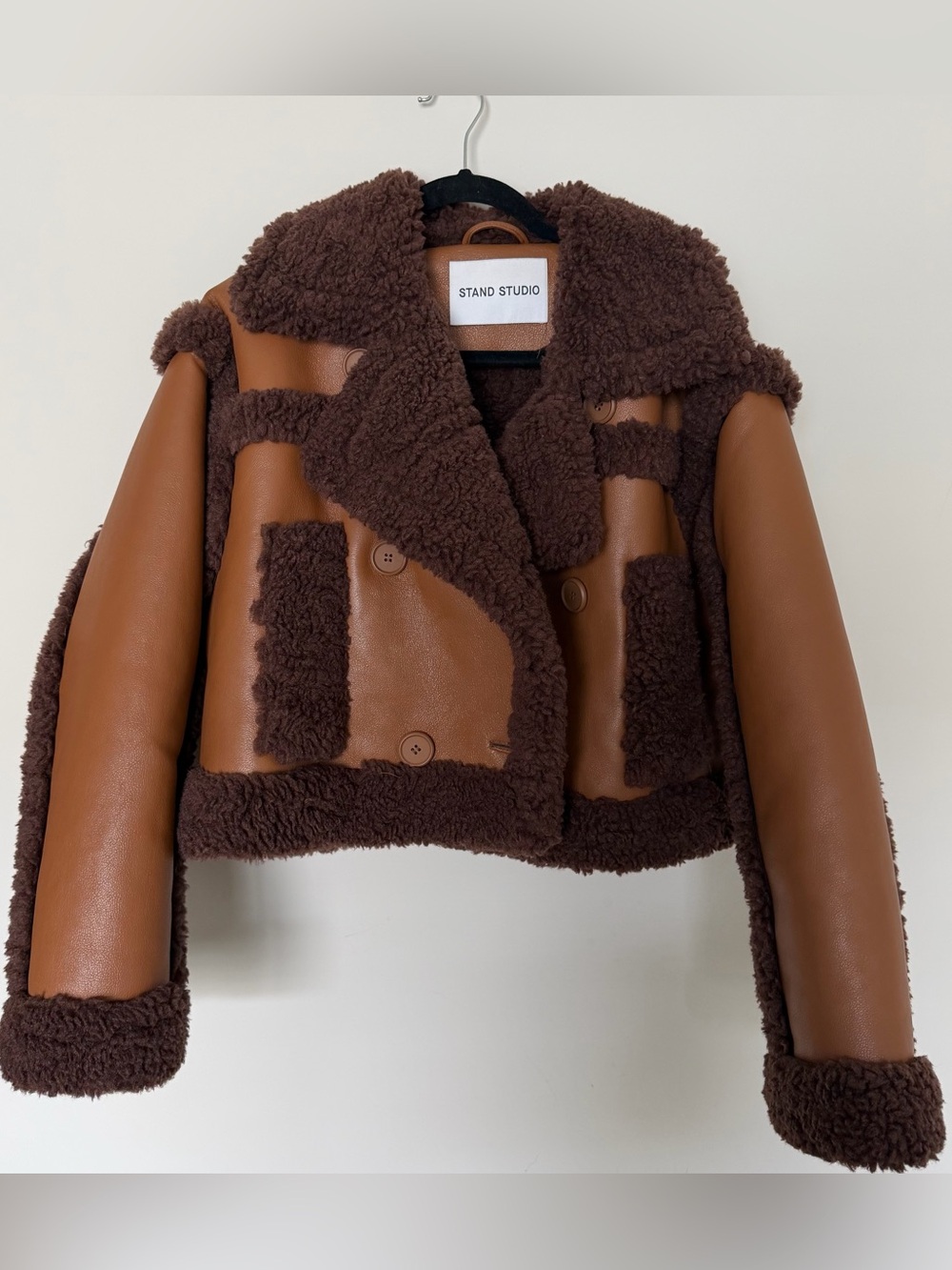 Stand Studio Brown and Tan Faux Shearling Coat